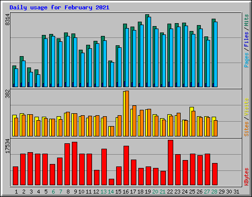 Daily usage for February 2021