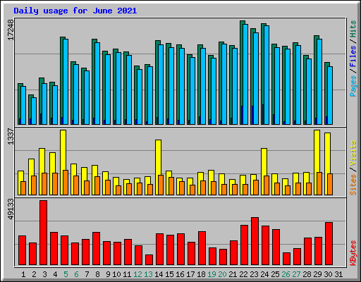 Daily usage for June 2021