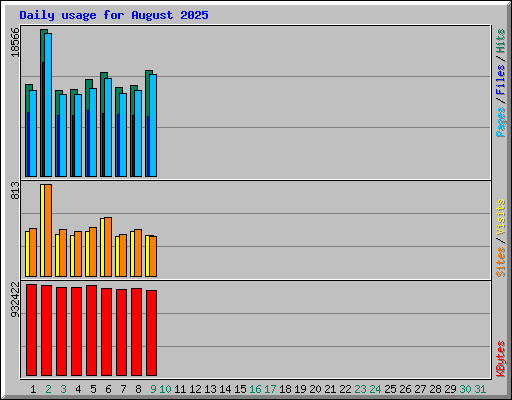 Daily usage for August 2025